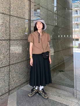 「ブラウンコーデ」｜「アイテム（帽子）」を使った、ishishi30さん（レディース・155cm）の夏コーディネート