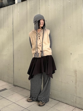 「ニット/セーター」｜「アイテム（帽子）」を使った、ishishi30さん（レディース・155cm）の秋コーディネート