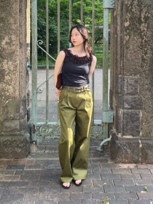 【メーカー直送】 ATTISESSION＞ベルト パンツ（その他パンツ ストレート 2タック パンツ