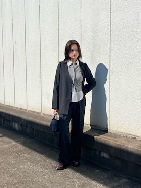 「アイテム（ノーカラージャケット）」を使った、Saraさん（レディース・166cm）の冬コーディネート