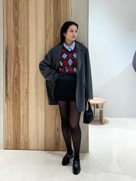 「ATTISESSION（アティセッション）のアイテム（テーラードジャケット）」を使った、Saraさん（レディース・166cm）の冬コーディネート