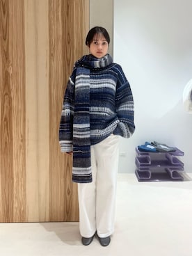 「ニットマフラー」｜Saraさん（レディース・166cm）の秋コーディネート