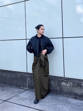 「マキシスカート」｜「アイテム（その他アウター）」を使った、Saraさん（レディース・166cm）の秋コーディネート