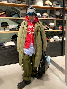 「アイテム（モッズコート）」を使った、サトエリさん（レディース・155cm）の冬コーディネート