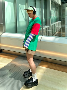 「OVERRIDE（オーバーライド）のアイテム」を使った、サトエリさん（レディース・155cm）の春コーディネート