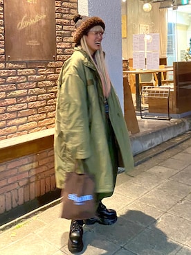 「アイテム（モッズコート）」を使った、サトエリさん（レディース・155cm）の冬コーディネート