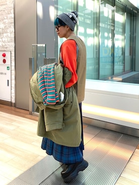 「アイテム（モッズコート）」を使った、サトエリさん（レディース・155cm）の冬コーディネート