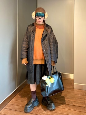 「アイテム（イヤーマフ）」を使った、サトエリさん（レディース・155cm）の冬コーディネート