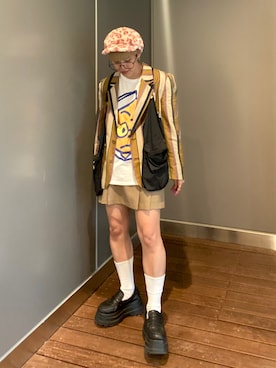 「アイテム（キャスケット）」を使った、サトエリさん（レディース・155cm）の秋コーディネート