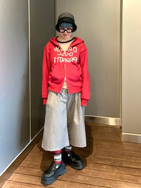 「arth（アース）のアイテム（帽子）」を使った、サトエリさん（レディース・155cm）の春コーディネート