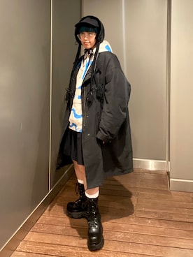 「アイテム（モッズコート）」を使った、サトエリさん（レディース・155cm）の秋コーディネート