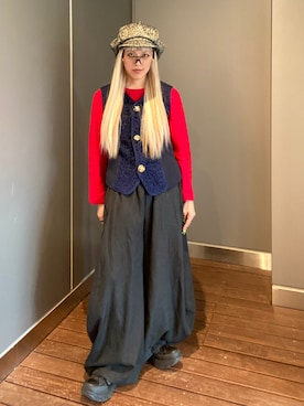 「アイテム（キャスケット）」を使った、サトエリさん（レディース・155cm）の秋コーディネート