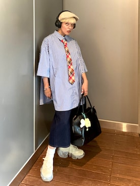「OVERRIDE（オーバーライド）のアイテム」を使った、サトエリさん（レディース・155cm）の秋コーディネート
