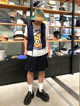 「アイテム（ローファー）」を使った、サトエリさん（レディース・155cm）の夏コーディネート