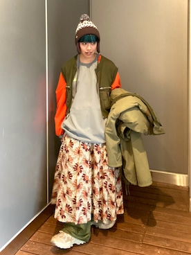 「アイテム（帽子）」を使った、サトエリさん（レディース・155cm）の冬コーディネート