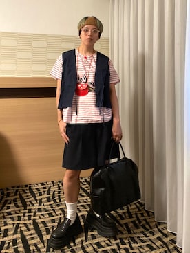 「アイテム（ローファー）」を使った、サトエリさん（レディース・155cm・30代）の夏コーディネート