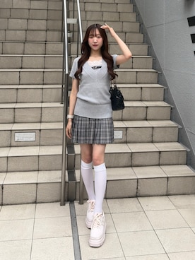 「one after another NICE CLAUP（ワンアフターアナザーナイスクラップ）の2WAYチェーンショルダーバッグ（ショルダーバッグ、ブラック系）」を使った、うるし🎀さん（レディース・159cm）の春コーディネート