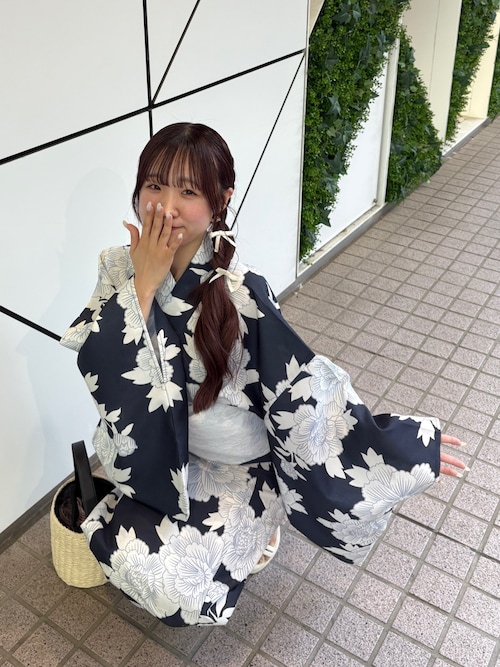 最終値下げセパレート浴衣 / 浴衣+作り帯セット nice claup ネイビー 最終値下げセパレート浴衣 / 浴衣+作り帯セット nice claup