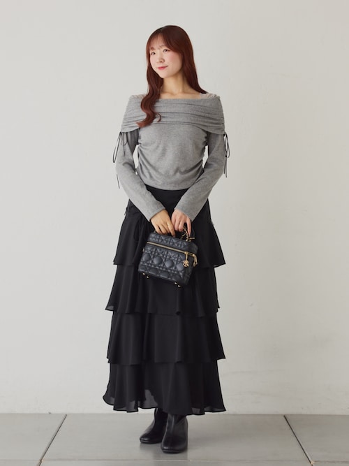 オフショルドロストトップス【ブラ紐隠し】（Tシャツ/カットソー