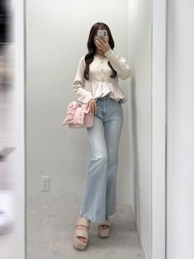 「one after another NICE CLAUP（ワンアフターアナザーナイスクラップ）のアイテム」を使った、うるし🎀さん（レディース・159cm）の春コーディネート