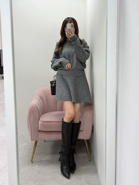 「ガーリーコーデ」｜「アイテム（ブーツ）」を使った、うるし🎀さん（レディース・159cm）の冬コーディネート