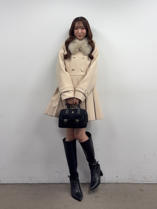 セール】フェイクファー襟プリーツミドルコート（その他アウター