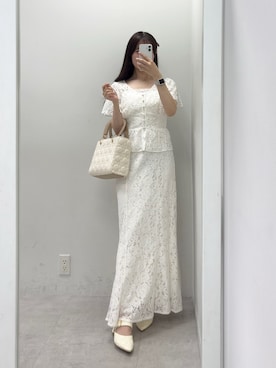 「one after another NICE CLAUP（ワンアフターアナザーナイスクラップ）の【Eliane Collection】ロゴラインストーンピン（ヘアピン、ピンク系）」を使った、うるし🎀さん（レディース・159cm）の春コーディネート