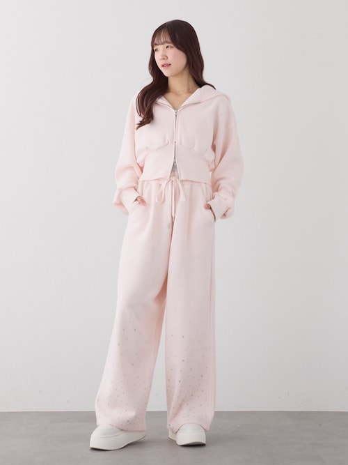 セール】【セットで着れる】ビジュー付きスウェットパンツ（スウェット