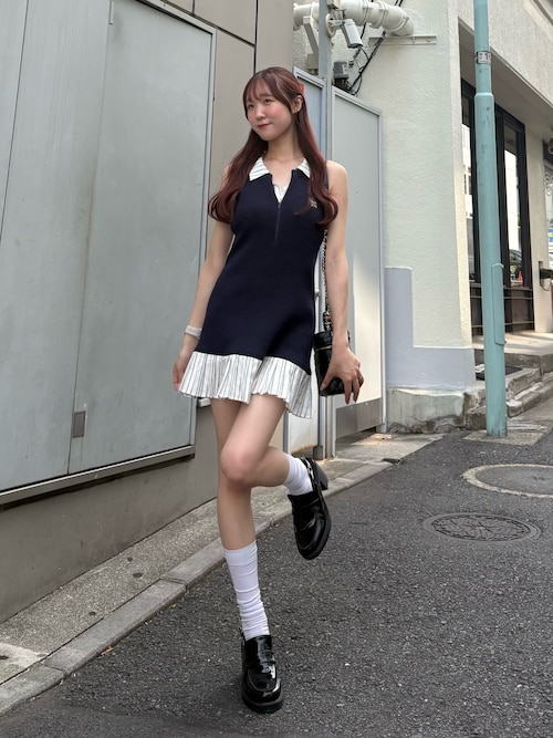 NICE CLAUP ののワンピ ドッキングプリーツノースリワンピース one after another NICE CLAUP ワンピース 「Nono企画