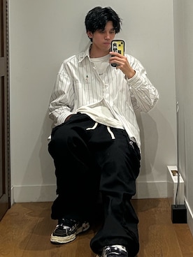 「ANDRAP（アンドラップ）のアイテム（パンツ）」を使った、towaさん（メンズ・178cm）の春コーディネート