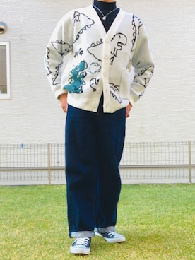 「アイテム（デジタル腕時計、ホワイト系）」を使った、ibibさん（メンズ・166cm）の秋コーディネート