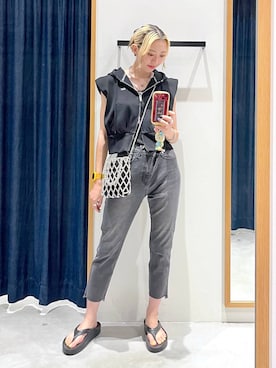 「BAYFLOW（ベイフロー）のビーズミニショルダーバッグ（ショルダーバッグ、シルバー系）」を使った、TAMUさん（レディース・171cm）の夏コーディネート