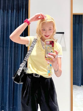「HARE（ハレ）のビンテージナローベルト(HARE)（ベルト、シルバー系）」を使った、TAMUさん（レディース・171cm）の春コーディネート
