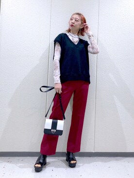 「PBLIM（ページボーイリム）の【PAGEBOYLIM】シアータートルインナー（Tシャツ/カットソー）」を使った、TAMUさん（レディース・172cm）の秋コーディネート