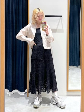 「bijorie（ビジュリィ）の【bijorie】吸湿発熱／カップ付き リブキャミ／NEW BASIC series（インナーウェア/肌着、ブラック系）」を使った、TAMUさん（レディース・171cm）の春コーディネート