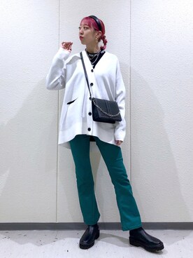 「PAGEBOY（ページボーイ）のチェーンスタッズショルダー（ショルダーバッグ）」を使った、TAMUさん（レディース・172cm）の秋コーディネート
