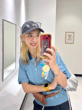 「BAYFLOW（ベイフロー）のラウンドサングラス25SS（その他小物、その他）」を使った、TAMUさん（レディース・171cm）の夏コーディネート