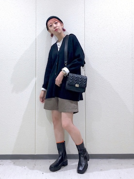 「スクエアトゥ」｜「アイテム（ニットキャップ/ビーニー）」を使った、TAMUさん（レディース・172cm）の秋コーディネート