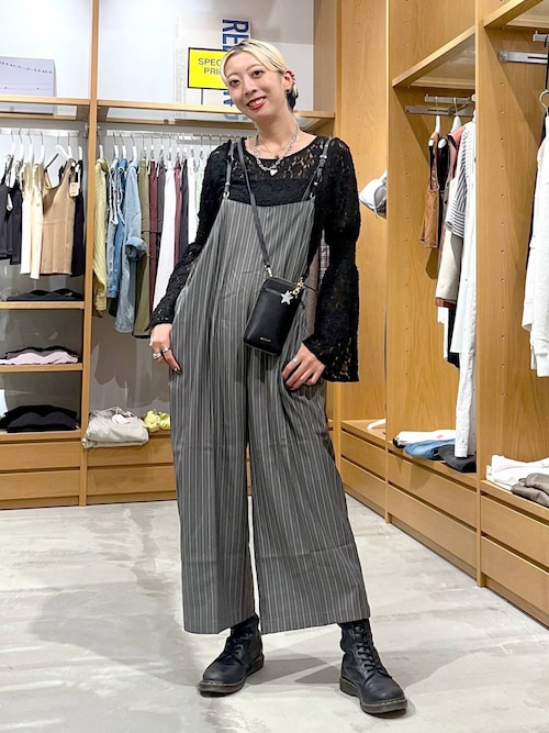 セール】[丈の長さ調節可能]ストライプサロペット（サロペット