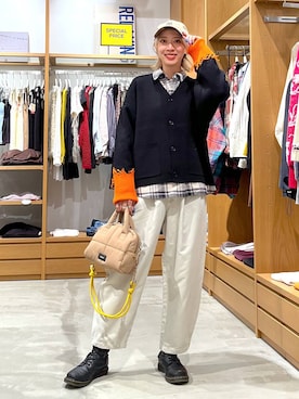 「アイテム（ボストンバッグ）」を使った、TAMUさん（レディース・171cm）の秋コーディネート