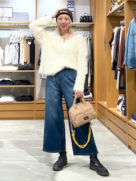 「アイテム（帽子、ブラウン系）」を使った、TAMUさん（レディース・171cm）の冬コーディネート