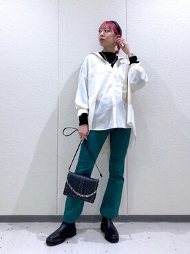 「PAGEBOY（ページボーイ）のチェーンスタッズショルダー（ショルダーバッグ）」を使った、TAMUさん（レディース・172cm）の秋コーディネート