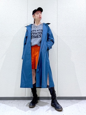 「ハーフパンツ」｜「アイテム（チェスターコート）」を使った、TAMUさん（レディース・172cm）の冬コーディネート