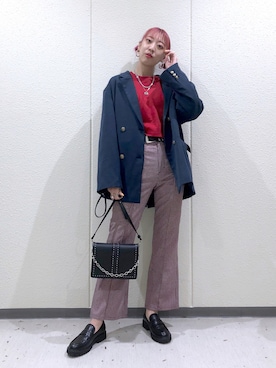 「PAGEBOY（ページボーイ）のチェーンスタッズショルダー（ショルダーバッグ）」を使った、TAMUさん（レディース・172cm）の秋コーディネート