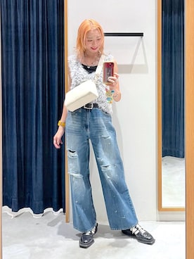 「BAYFLOW（ベイフロー）のMIXカラーシャギーベスト（ベスト、グレー系）」を使った、TAMUさん（レディース・171cm）の秋コーディネート