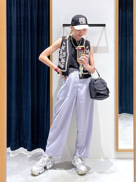 「BAYFLOW（ベイフロー）のアイテム（帽子）」を使った、TAMUさん（レディース・171cm）の春コーディネート