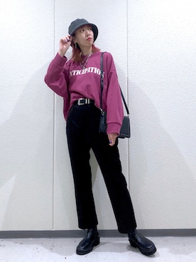 「PAGEBOY（ページボーイ）のチェーンスタッズショルダー（ショルダーバッグ）」を使った、TAMUさん（レディース・172cm）の秋コーディネート