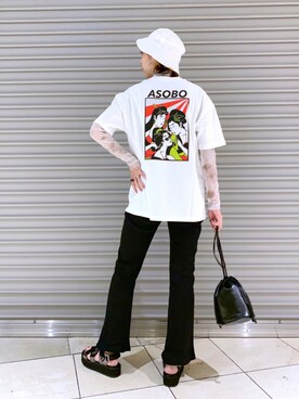 「PBLIM（ページボーイリム）の【PAGEBOYLIM】シアータートルインナー（Tシャツ/カットソー）」を使った、TAMUさん（レディース・172cm）の夏コーディネート