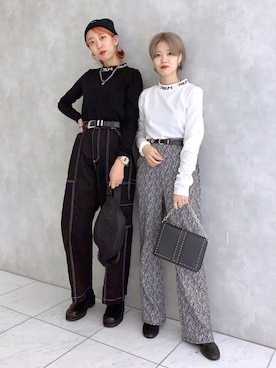 「PAGEBOY（ページボーイ）のチェーンスタッズショルダー（ショルダーバッグ）」を使った、TAMUさん（レディース・172cm）の秋コーディネート