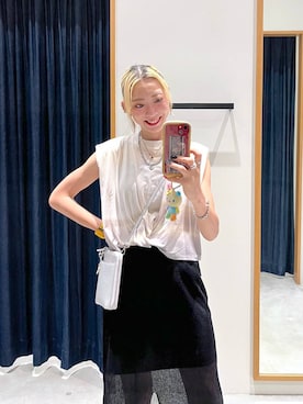 「HEREIAM（ヘレイアム）の【HEREIAM】グラデーションロゴプルオーバー（Tシャツ/カットソー、その他）」を使った、TAMUさん（レディース・171cm）の夏コーディネート